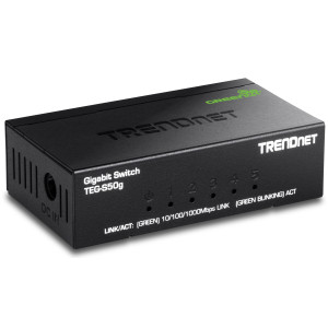 TRENDnet TEG-S50g 5-Port Unmanaged Gigabit Ethernet Switch, 5 Gigabit RJ-45 ports, GREENnet Technology